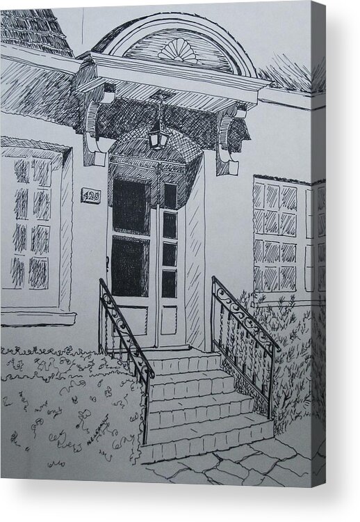 Pen And Ink Acrylic Print featuring the drawing Doorway by Mary Ellen Mueller Legault