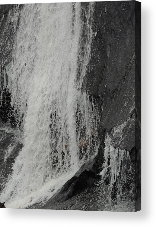 Waterfall Acrylic Print featuring the photograph Down comes the Rush Water by Aaron Martens