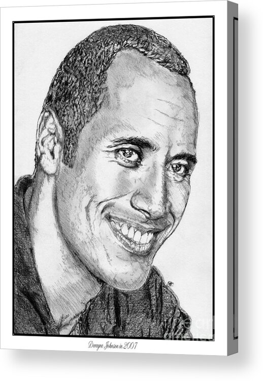 Mccombie Acrylic Print featuring the drawing Dwayne Johnson in 2007 by J McCombie