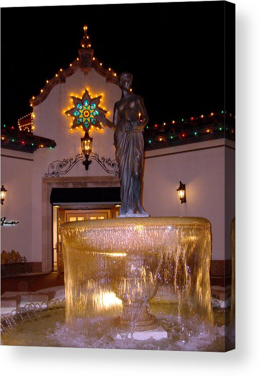 Eddie Bauer Store Acrylic Print featuring the photograph Eddie Bauer Store and Fountain by Ellen Tully