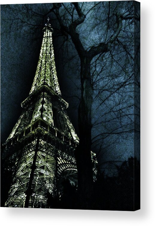 Eiffel Acrylic Print featuring the photograph Eiffel Tower at Moonlight by Marianna Mills