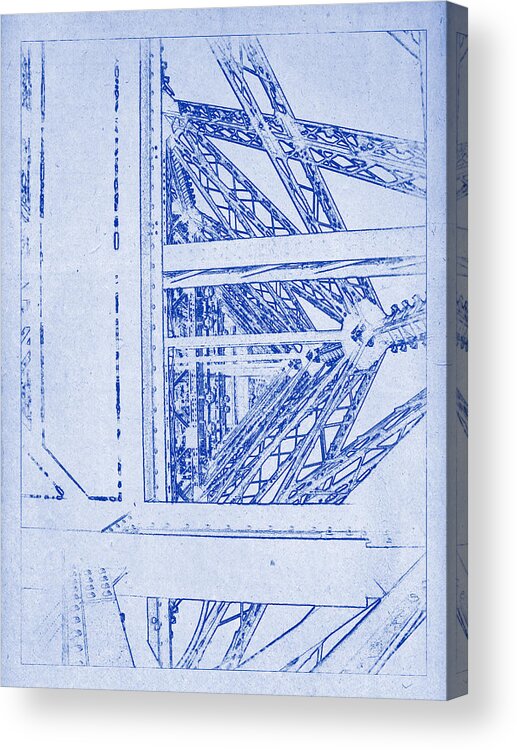 Eiffel Tower Acrylic Print featuring the photograph Eiffel Towers Steel Frame Blueprint by Kaleidoscopik Photography