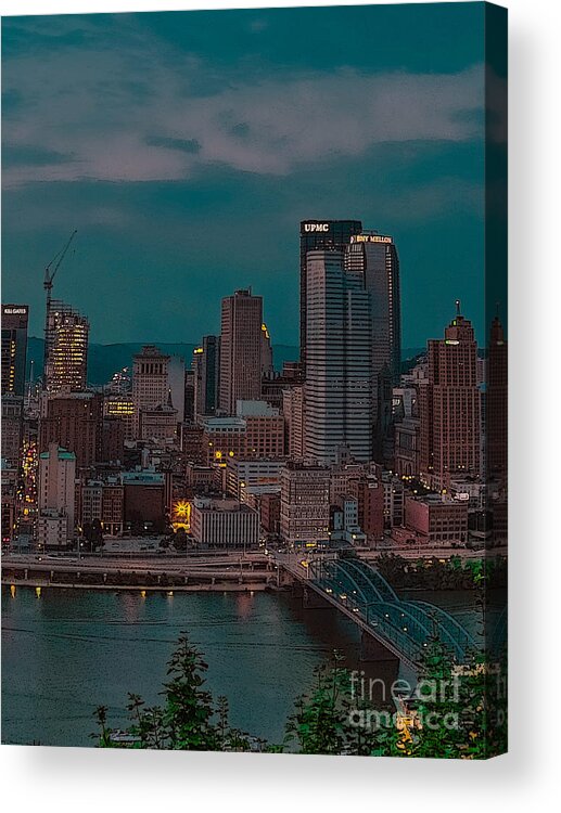 Electric Steel City Acrylic Print featuring the photograph Electric Steel City by Charlie Cliques