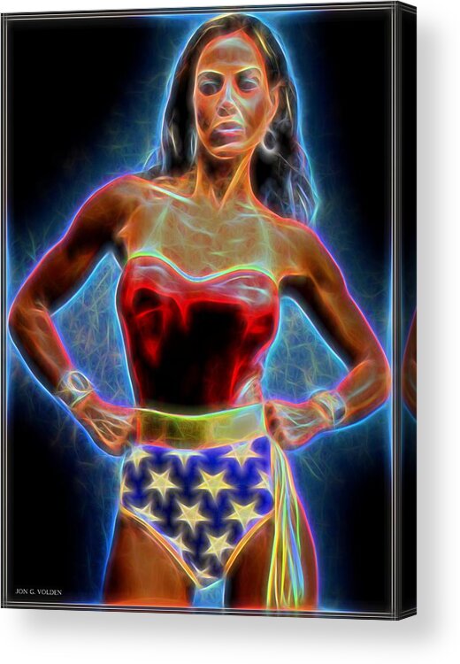 Wonder Acrylic Print featuring the painting A Wondrous Electro Woman by Jon Volden