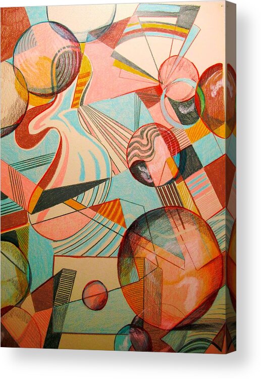 Abstract Acrylic Print featuring the drawing Elements by John Duplantis