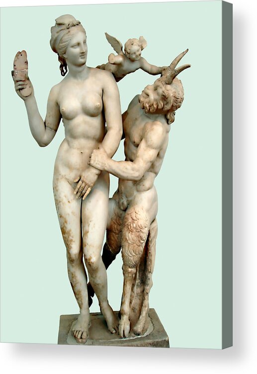 Aphrodite Pan And Eros Acrylic Print featuring the photograph Aphrodite, Pan and Eros by Ellen Henneke