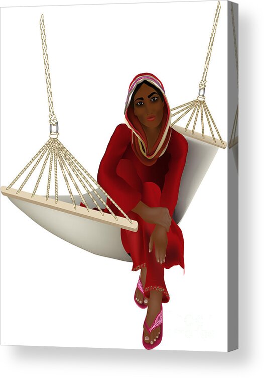 Girl Acrylic Print featuring the digital art Exotic Girl in the Hammock by Gina Koch