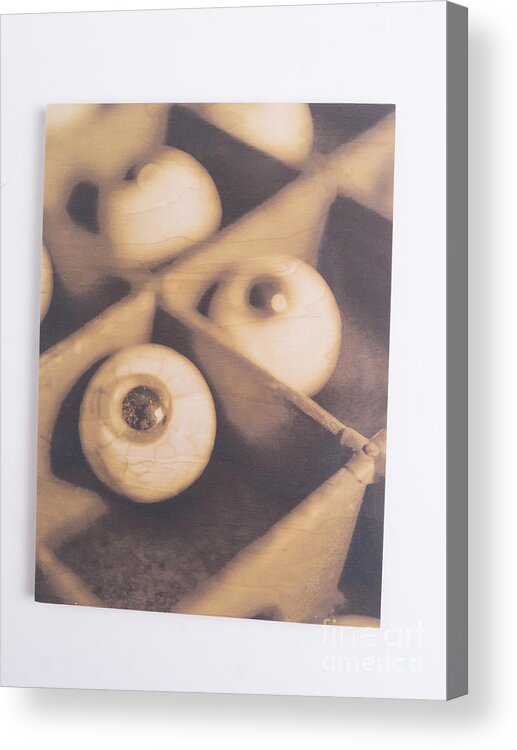 Eyeballs Acrylic Print featuring the photograph Original - Eyeballs On Wood by Edward Fielding