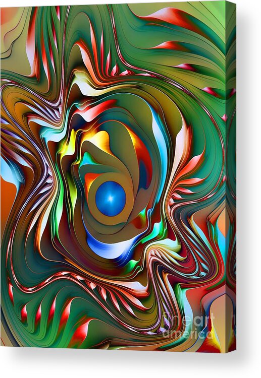 Abstract.digital Acrylic Print featuring the digital art Fantasy Flower 3 by Klara Acel