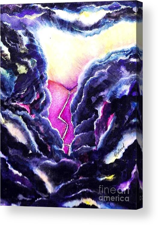 Broken Heart Behind Dark Clouds Acrylic Print featuring the painting Father's Heart by Hazel Holland