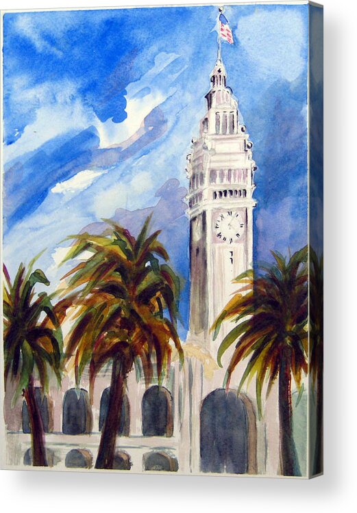 Scenery Acrylic Print featuring the painting Ferry Building by Karen Coggeshall