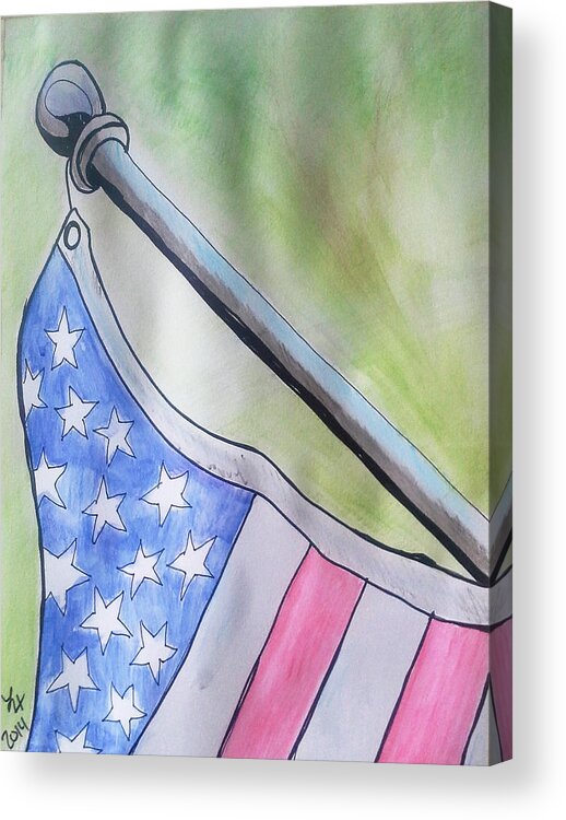 Flag Acrylic Print featuring the painting Flag by Loretta Nash
