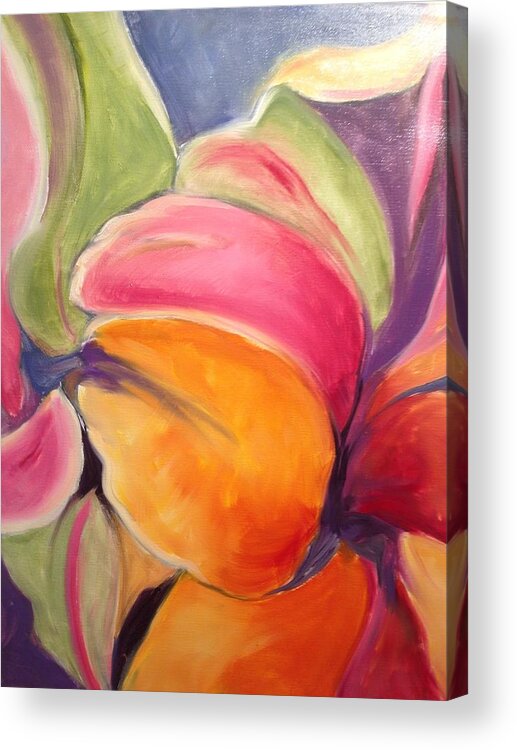 Flower Acrylic Print featuring the painting Floating Petals by Karen Carmean