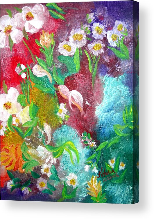 Abstract Acrylic Print featuring the painting Floral Fantasy by Kathern Ware