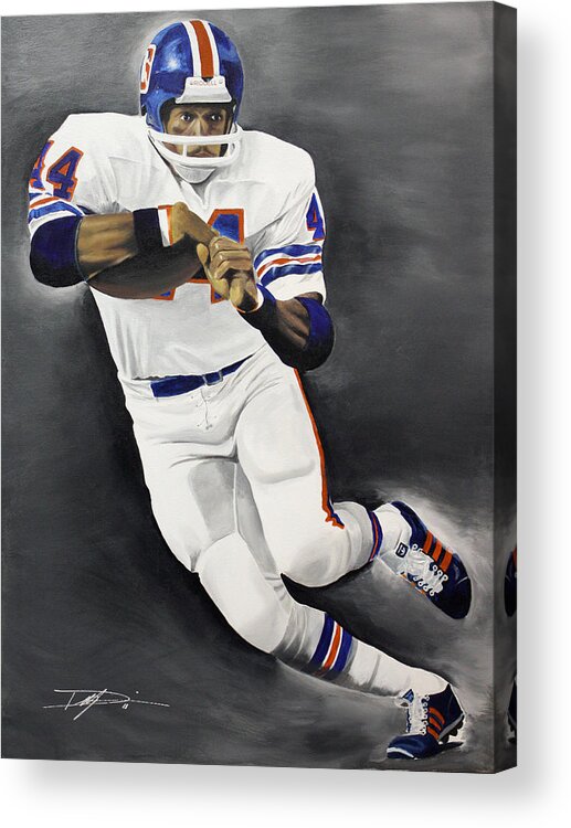 Floyd Little Acrylic Print featuring the drawing Floyd Little by Don Medina