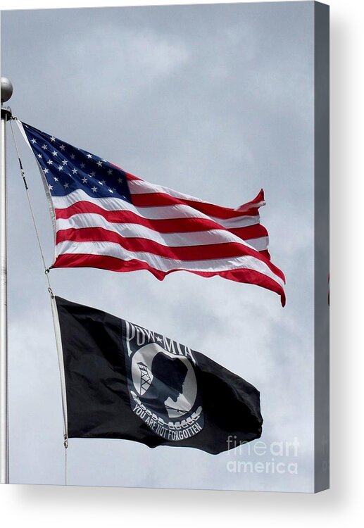 Flags Acrylic Print featuring the photograph American Flag Flying Proudly Above All Others by Eunice Miller