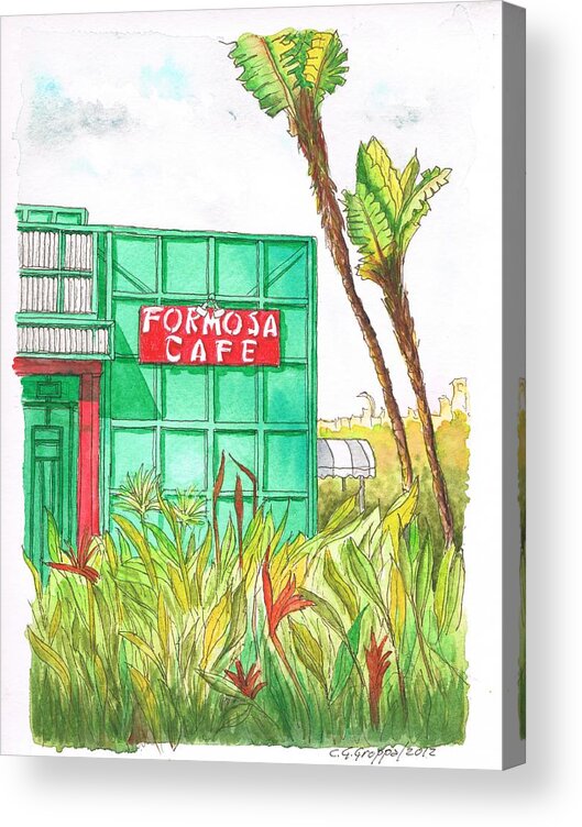 Formosa Cafe Acrylic Print featuring the painting Formosa Cafe in Hollywood, California by Carlos G Groppa