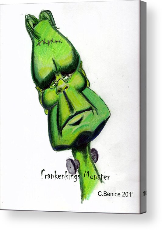Stephen King Acrylic Print featuring the drawing FrankenKings Monster by Chris Benice