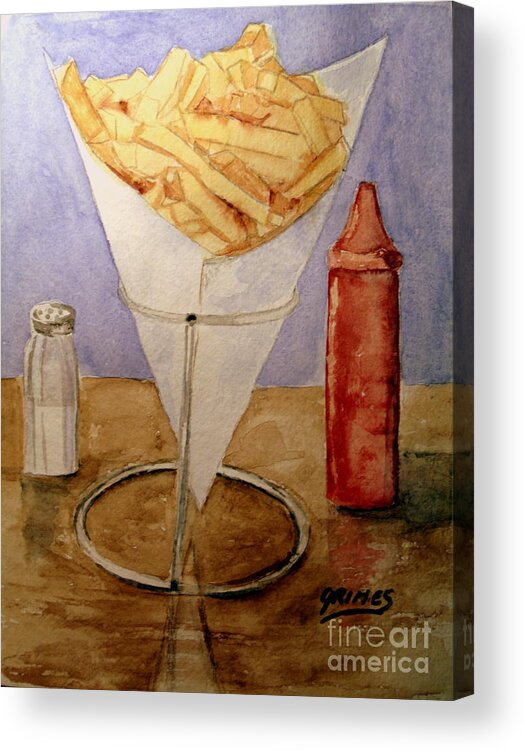 Food Acrylic Print featuring the painting Fries for Lunch by Carol Grimes