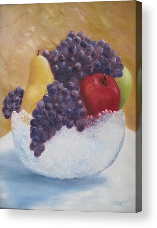 Grapes Acrylic Print featuring the painting Fruit and Crystal by Roberta Rotunda