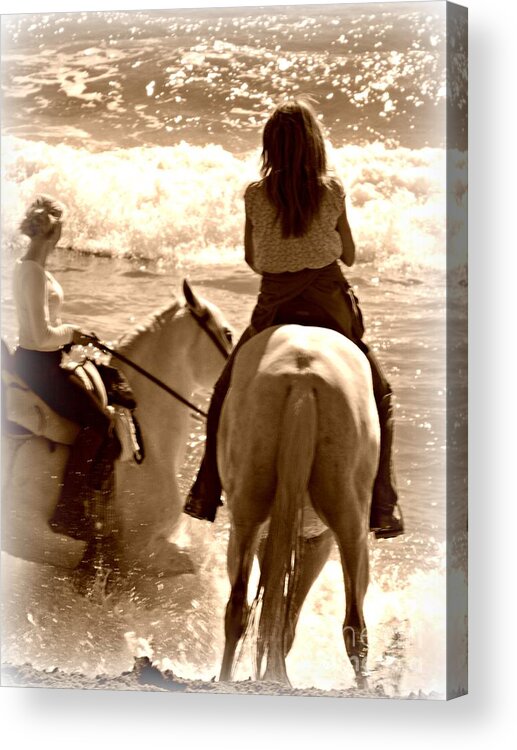 Horse Acrylic Print featuring the photograph Fun in the Surf by Clare Bevan