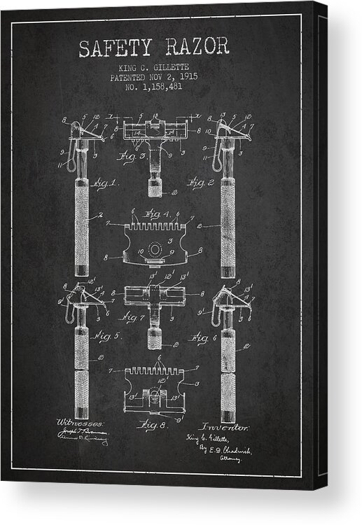 Gillette Razor Patent Print Chalkboard