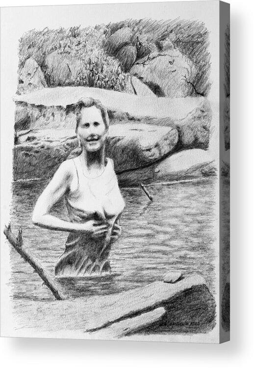 Girl Acrylic Print featuring the drawing Girl In Savage Creek by Daniel Reed