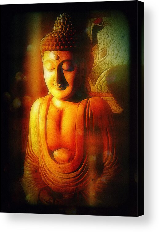 Buddha Acrylic Print featuring the photograph Glowing Buddha by Paul Cutright