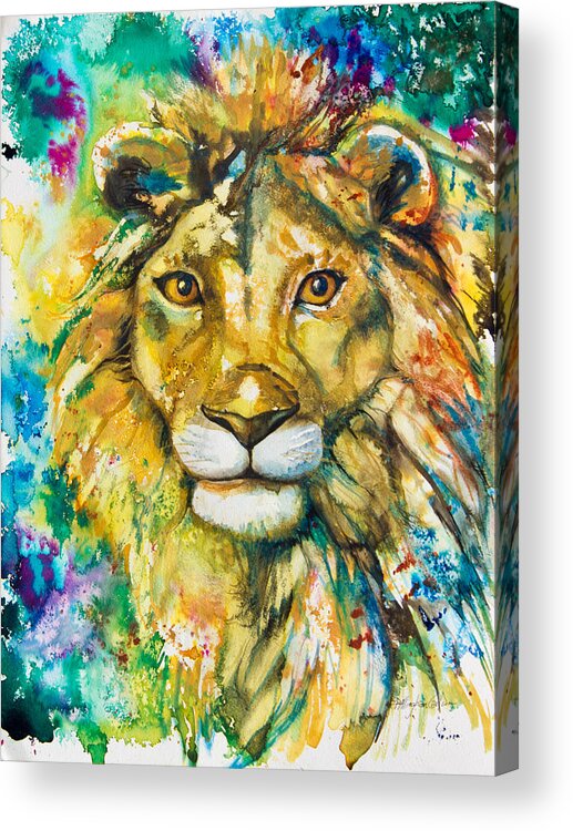 Lion Acrylic Print featuring the painting Golden Lion by Patricia Allingham Carlson