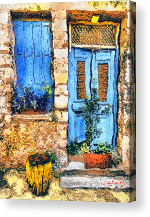 Greek House Acrylic Print featuring the painting Greek house 66 by George Rossidis