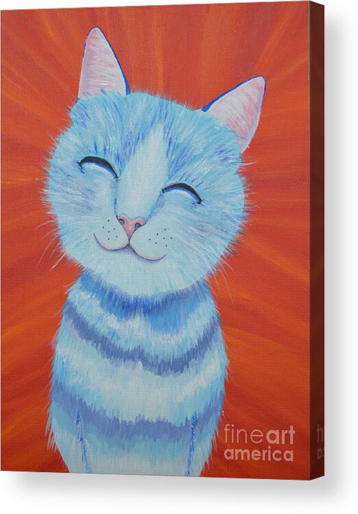 Cat Acrylic Print featuring the painting Happy Cat by Mary Scott