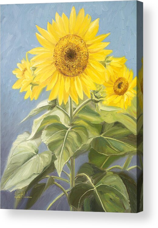 Nature Acrylic Print featuring the painting Happy Flower by Lucie Bilodeau