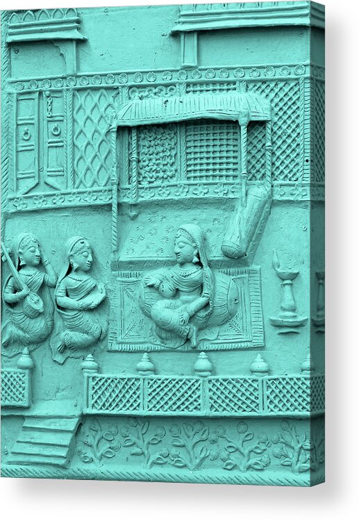 Haveli Acrylic Print featuring the photograph Haveli Bas Relief 1 Udaipur Rajasthan India by Sue Jacobi