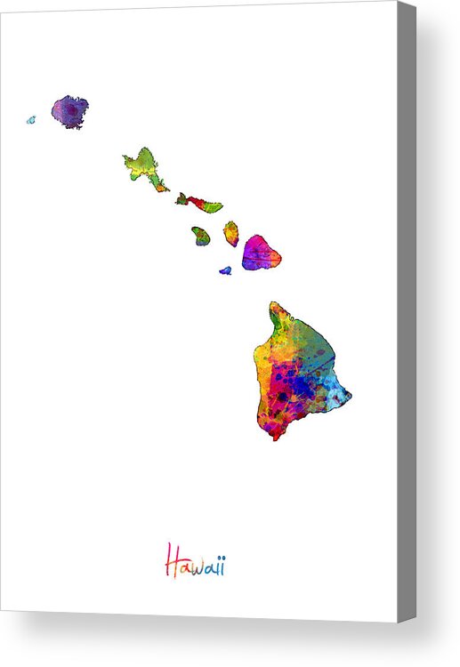 United States Map Acrylic Print featuring the digital art Hawaii Map by Michael Tompsett