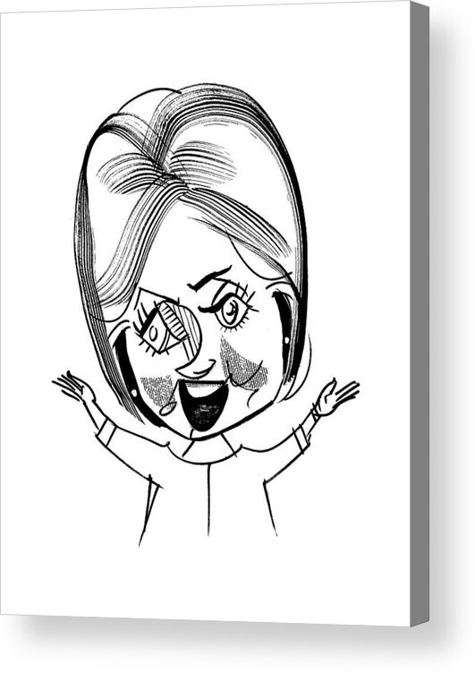 Hillary The Choice 2016 Acrylic Print featuring the drawing Hillary Clinton by Tom Bachtell