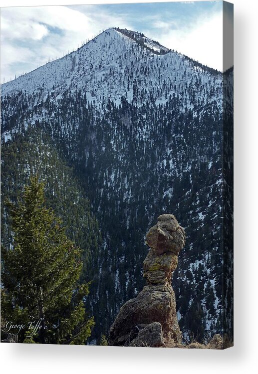 Hoodoo Colorado Nature Rockformation Sugarloaf Winter Nature Zen Simple Trees Acrylic Print featuring the photograph Hoodoo by George Tuffy