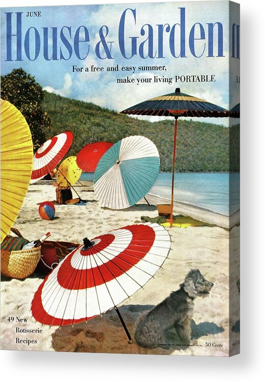Exterior Acrylic Print featuring the photograph House And Garden Featuring Umbrellas On A Beach by Otto Maya & Jess Brown