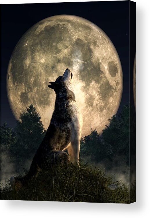 Wolf Acrylic Print featuring the digital art Howling Wolf by Daniel Eskridge