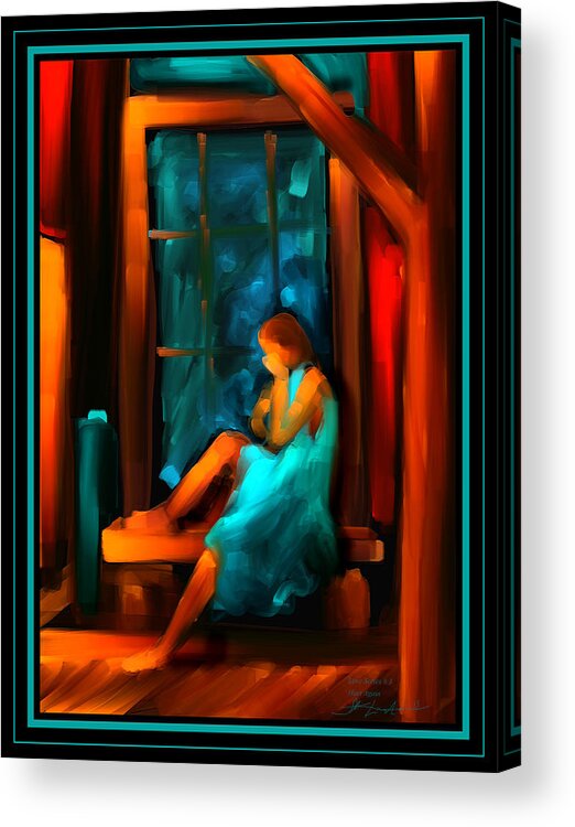 Woman Acrylic Print featuring the painting Hurt Again - Love Series - # 4 by Steven Lebron Langston
