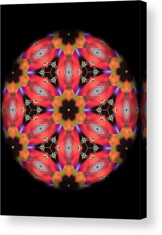 Digital Art Acrylic Print featuring the digital art iCube Mandala by Karen Buford