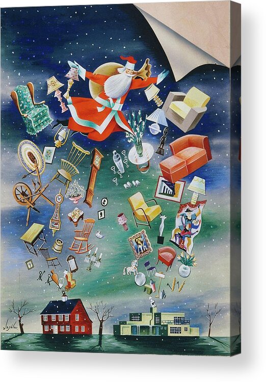 Decorative Art Acrylic Print featuring the painting Illustration Of Santa Claus by Constantin Alajalov