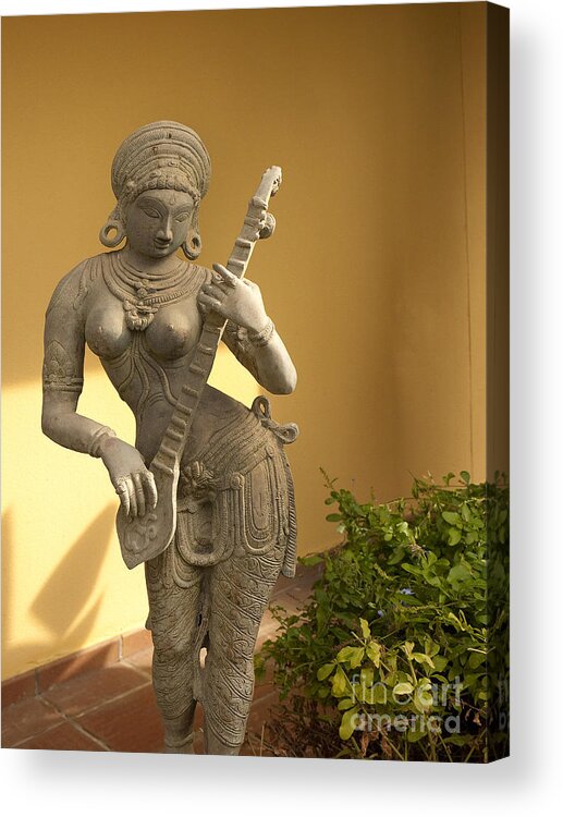 Torremolinos Acrylic Print featuring the photograph Indian Musician Statue by Brenda Kean