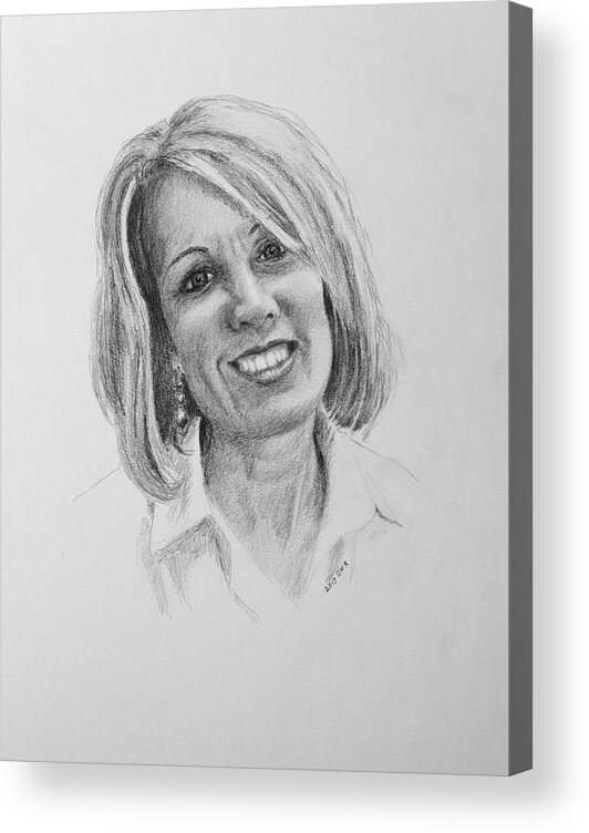Portrait Acrylic Print featuring the drawing J by Daniel Reed