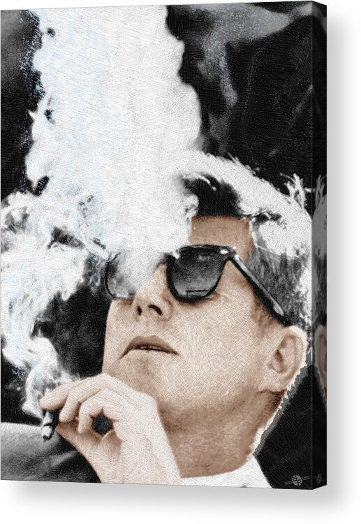 President Acrylic Print featuring the painting John F Kennedy Cigar and Sunglasses by Tony Rubino