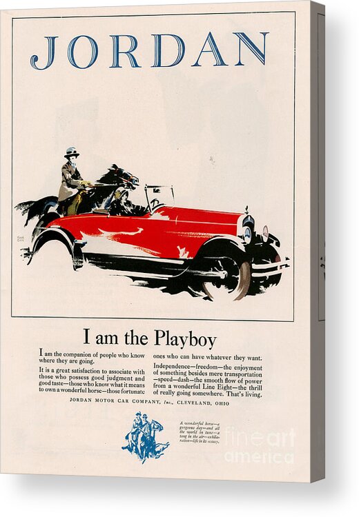 Adverts Acrylic Print featuring the drawing Jordan 1926 1920s Usa Cc Cars Horses by The Advertising Archives
