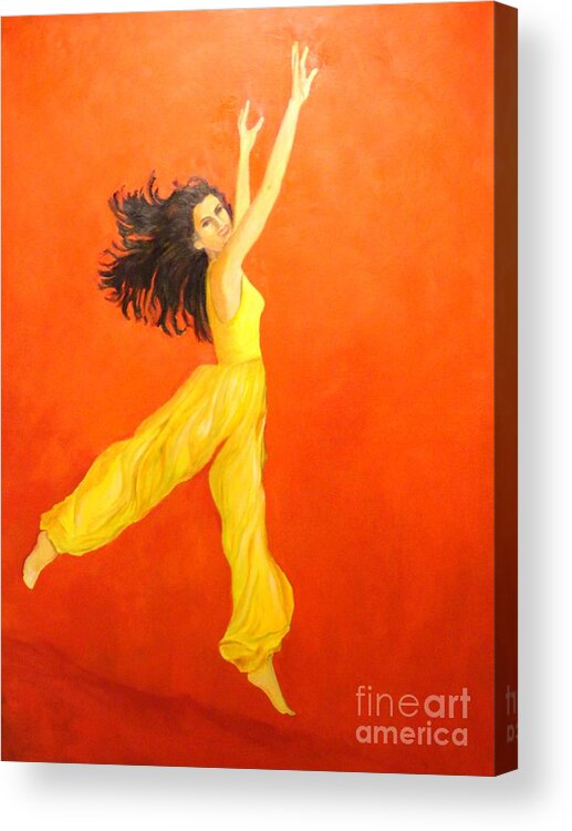 Red Acrylic Print featuring the painting Jump In The Air by Dagmar Helbig