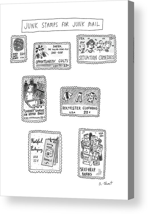 
Junk Stamps For Junk Mail: Title. Seven Stamps With Subjects Such As And 

Junk Stamps For Junk Mail: Title. Seven Stamps With Subjects Such As And 
Junk Acrylic Print featuring the drawing Junk Stamps For Junk Mail by Roz Chast