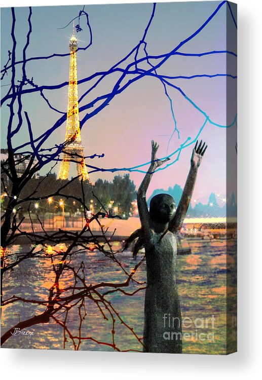 Eiffel Tower Acrylic Print featuring the photograph Lady on the Seine.Paris by Jennie Breeze