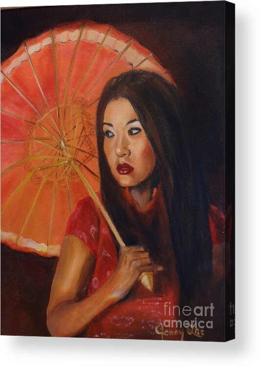 Parasol Acrylic Print featuring the painting Lady with a Parasol by Jenny Lee