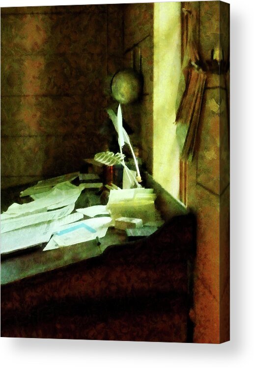 Lawyer Acrylic Print featuring the photograph Lawyer - Desk With Quills and Papers by Susan Savad
